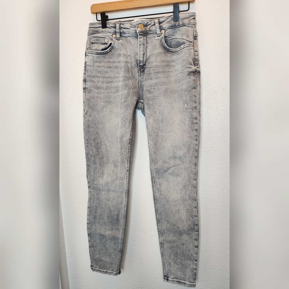 Zara Gray Jeans with Vintage-Inspired Wash Skinny Straight Leg